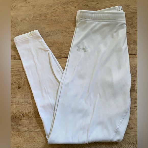 Under Armour Cold Gear Performance Apparel Men’s Sz L White Baselayer Leggings - Picture 1 of 13